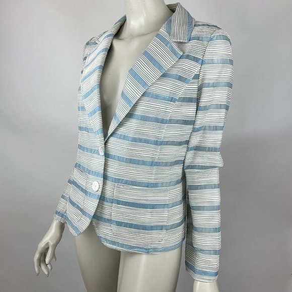Worth Blazer Lightweight Sheer Long Sleeve Button-Up Cotton Blend Women 8 NWT - Picture 4 of 14